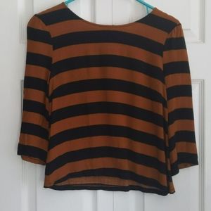 XXI forever 21 orange striped top size S Small zipper